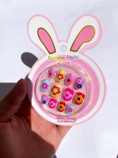 Unhas Postiças Infantil 12 Unidades Florzinha - Femme Paris