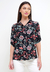 Camisa Manga 3/4 Crepe Bubble Floral Preto