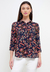 Camisa Manga 3/4 Viscose Floral Azul