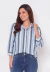 Camisa Manga 3/4 Linho Listrado