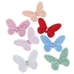 Aplique borboleta tecido organza tafetá 5,8 x 4,0 cm - 2 unidades
