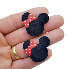 Aplique mini minnie veludo preto 3,7 x 3,2 cm - 2 unidades - comprar online