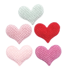 Aplique coração veludo 5,2 x 4,0 cm - 2 unidades