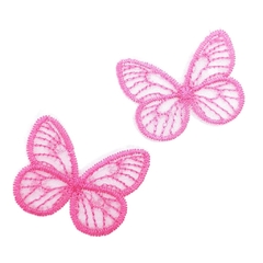 Aplique borboleta tecido voal bordado 4,5 x 3,5 cm - 2 unidades