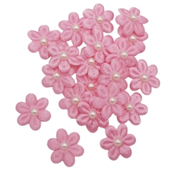 Flor ultrassom cetim 2,5 cm miolo pérola - 20 unidades