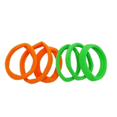 Xuxinha de meia elástico 5,5 cm - 3 verde flúor e 3 laranja flúor