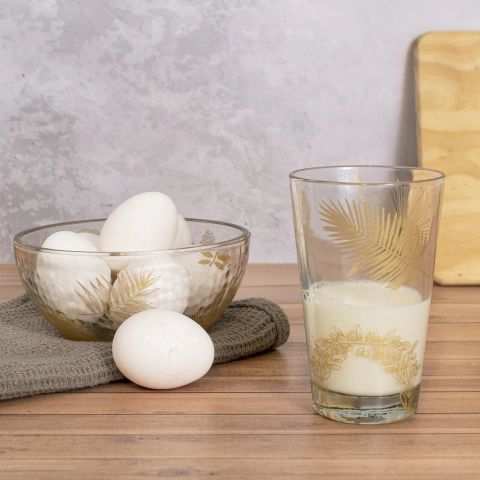 BOWL VIDRIO FACETADO OTOÑO DORADO