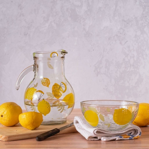 BOWL VIDRIO FACETADO LIMONES