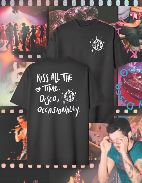 Camiseta Letter Frente e costa Kiss All the time