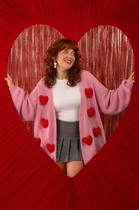 Cardigan Tricot Rosa Longo Love