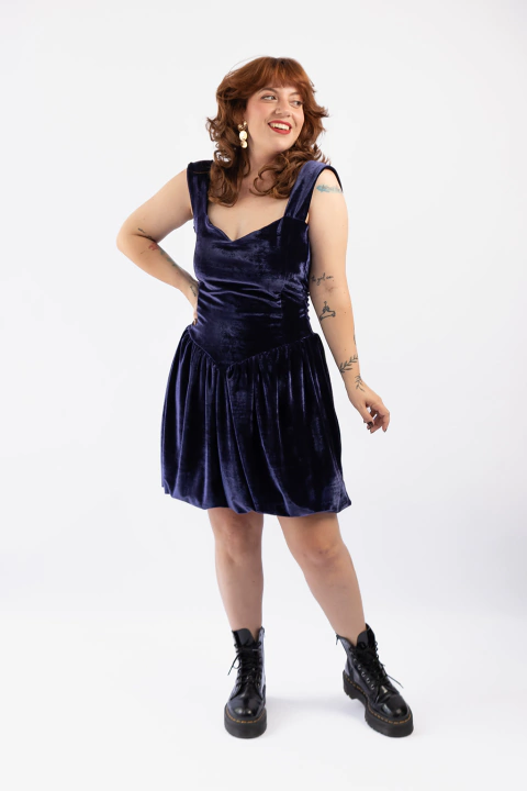 Vestido Princess Veludo Azul - comprar online