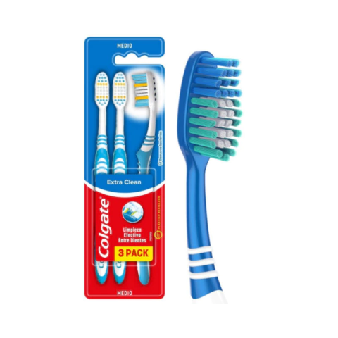 Colgate Extra Clean Cepillo Dental Adulto Medio x3 Unidades