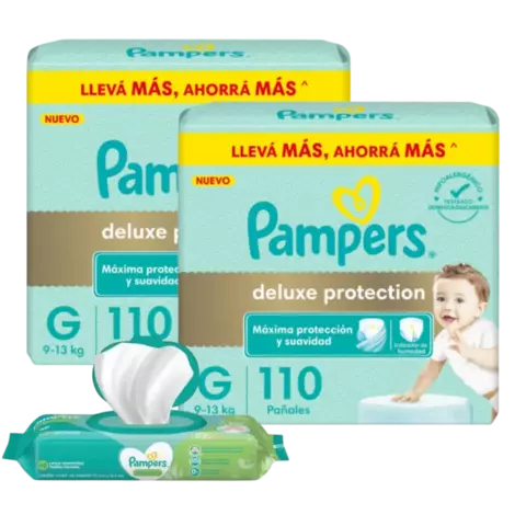 PROMO! 2x5% OFF Pampers Deluxe Pack Mensual + 1 Toallitas Humedas Pampers x48 - comprar online