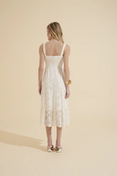 VESTIDO MIDI RENDA DECOTE V - comprar online
