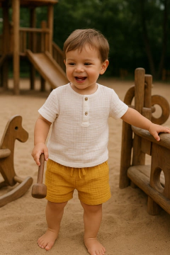 Conjunto Camisa Branca + Short Mostarda - comprar online