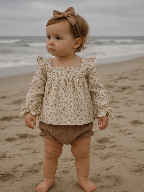 Bata Floral Capuccino - Manga Longa - comprar online