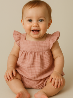 Bata Aurora rosa Blush - Gaze Algodão - Kaps Baby