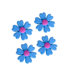 Flor pespontada coração azul - und