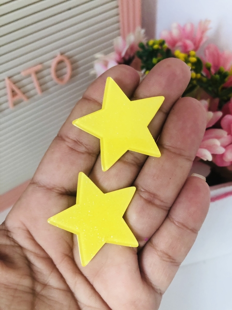 Estrela acrílico com brilho - 2 unidades