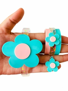 Kit Tiara com pingente e 3 pulseiras - Verde Tiffany
