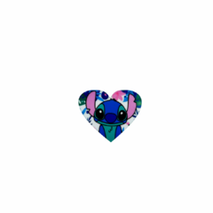 Stitch coracao estampado em acrilico aprox 4cm - unid - Tudoparaartesanato