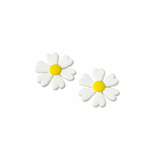 Flor pespontada branca ponta coração emb. 2 unid