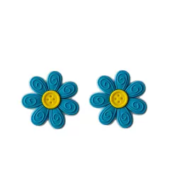 Flor com botão Azul Celeste - 2 und