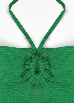 Blusa Cropped Tricot Amarração Maria Verde - comprar online