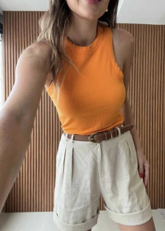 Blusa Regata Malha Canelada Básica Ela - The Blend Shop