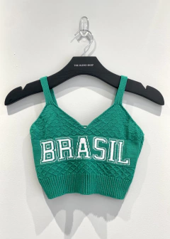 Blusa Cropped Tricot Brasileirinho Verde