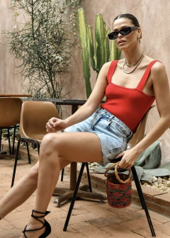 Short Jeans Mom Cintura Alta Esther