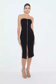 Vestido Midi Tomara que Caia com Ziper Frontal Zen