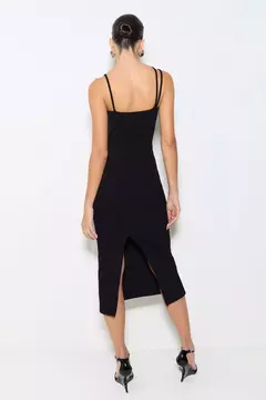 Vestido Midi com Decote em Diagonal em Malha Canelada Zen - comprar online