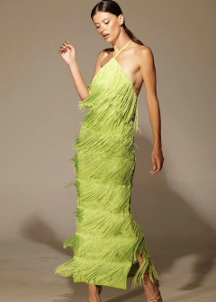 Vestido Longo Tricot Classic Franjas Blforyou na internet