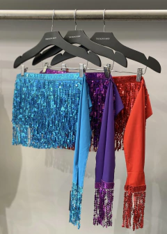 Lenço Franjas Paetê Vermelho - comprar online