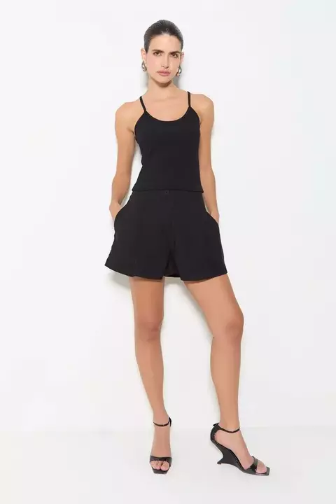 Short Cintura Alta Com Pregas Zen