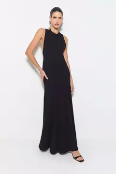 Vestido Longo com Barra Fluida e Amarração no Pescoço Zen - comprar online