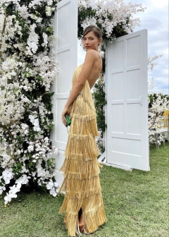 Vestido Longo Tricot Classic Franjas Blforyou na internet