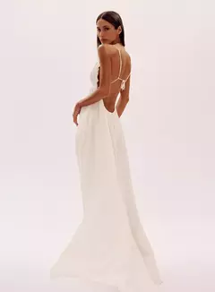 Vestido Longo Godê Decote Bordado Com Alças Gretha Oasis - comprar online