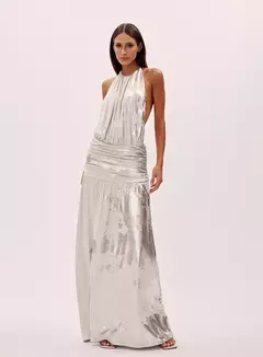 Vestido Longo Drapeado Frente Única Ammy Oasis