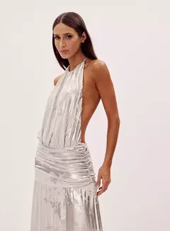 Vestido Longo Drapeado Frente Única Ammy Oasis na internet