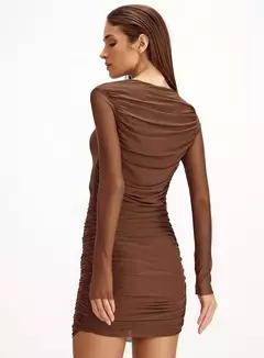 Vestido Curto Drapeado Asymmetry Tule Roberta Oasis Resortwear - The Blend Shop