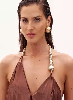 Imagem do Vestido Curto Alça Dourada Rafaela Oasis Resortwear