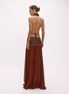Vestido Longo Assimétrico Aplicação Carrie Oasis Resortwear - comprar online