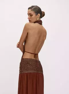 Vestido Longo Assimétrico Aplicação Carrie Oasis Resortwear