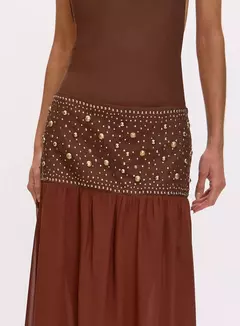 Vestido Longo Assimétrico Aplicação Carrie Oasis Resortwear - The Blend Shop