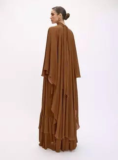 Vestido Longo Amplo Com Capa Sarah Oasis Resortwear - The Blend Shop