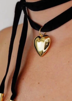Colar Choker Gargantilha Veludo Coração - loja online