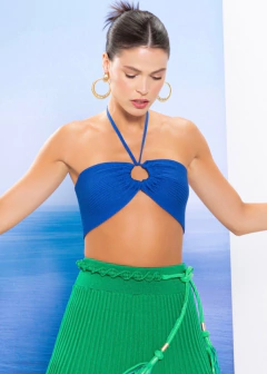 Blusa Cropped Tricot Amarração Maria Verde na internet