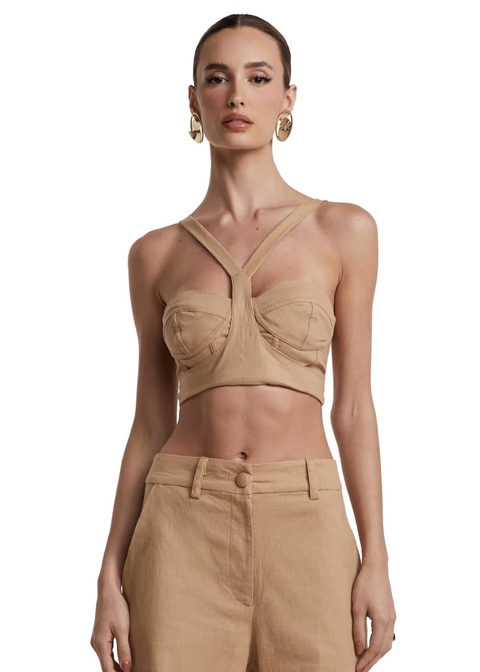 Blusa Cropped Alça Pesponto Busto Zen